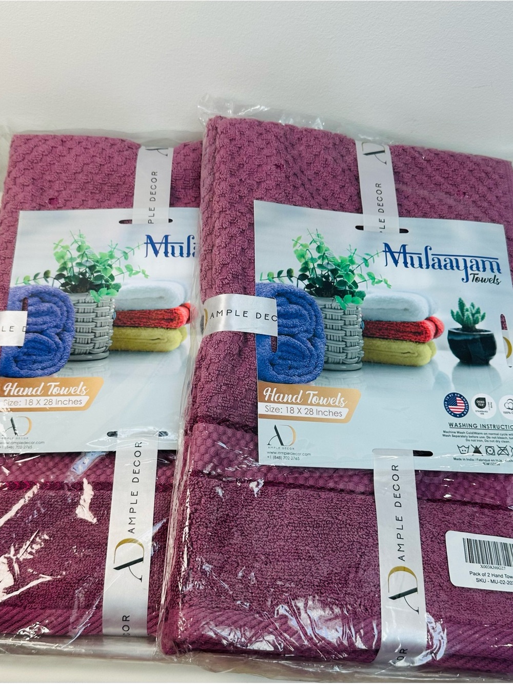 Hand Towels 18”x28” Cotton Plum (Set of 4) NEW